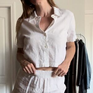 Aritzia Wilfred Free White Linen Shirt